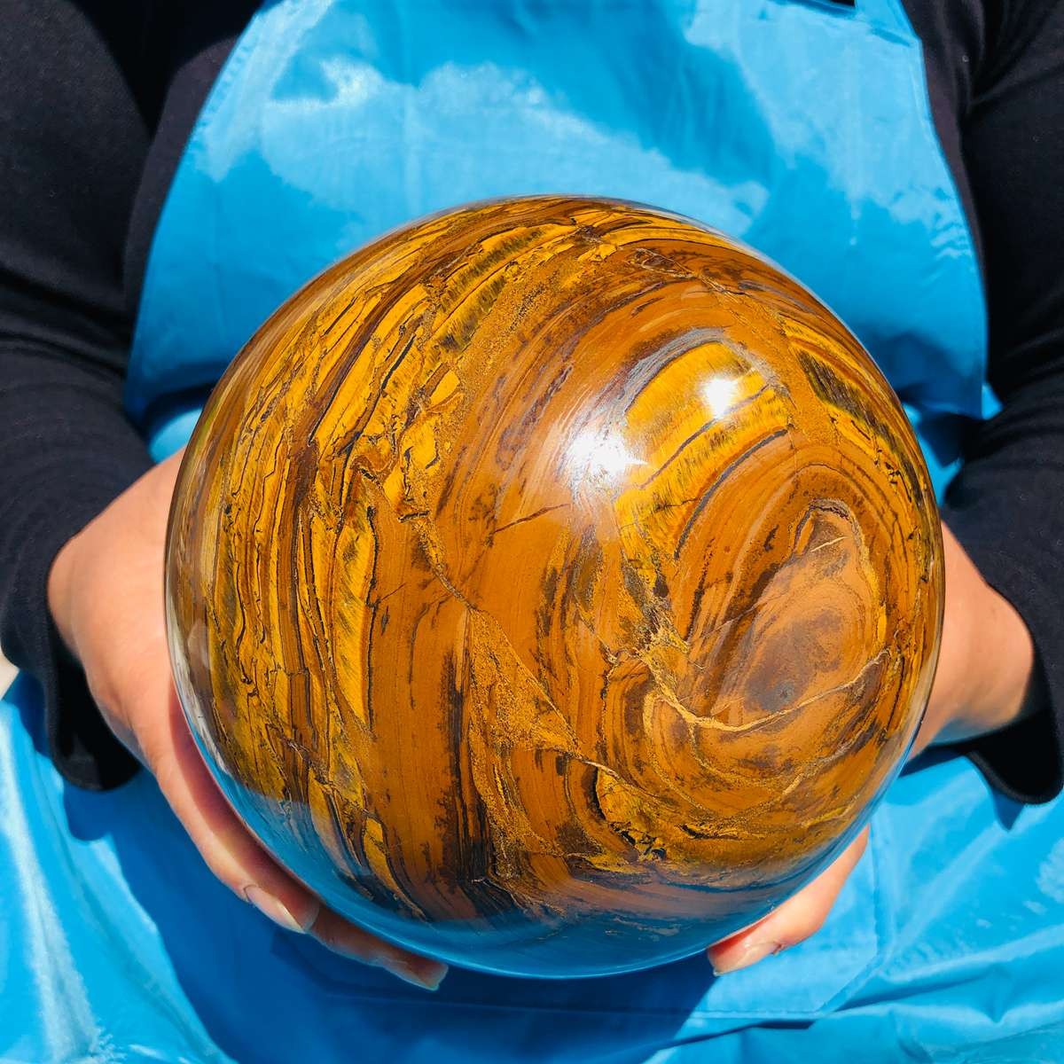 5500g Rare NATURAL Yellow tiger eye quartz crystal ball Healing stone