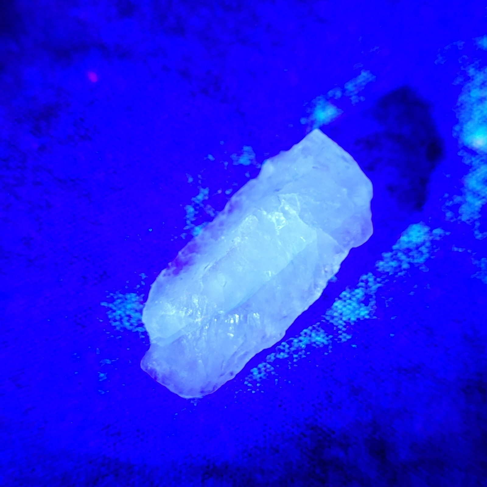 3 UV Glow Reactive Minerals: Ruby, Volcano Agate, Fluorite in Floating Display