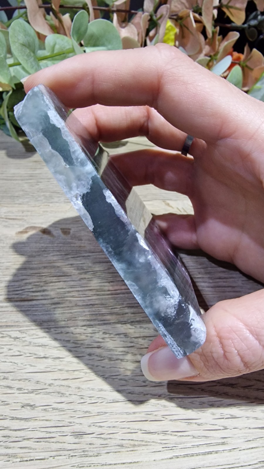 Rainbow Fluorite Crystal Slab Raw Specimen 205g UV Reactive Free Stand