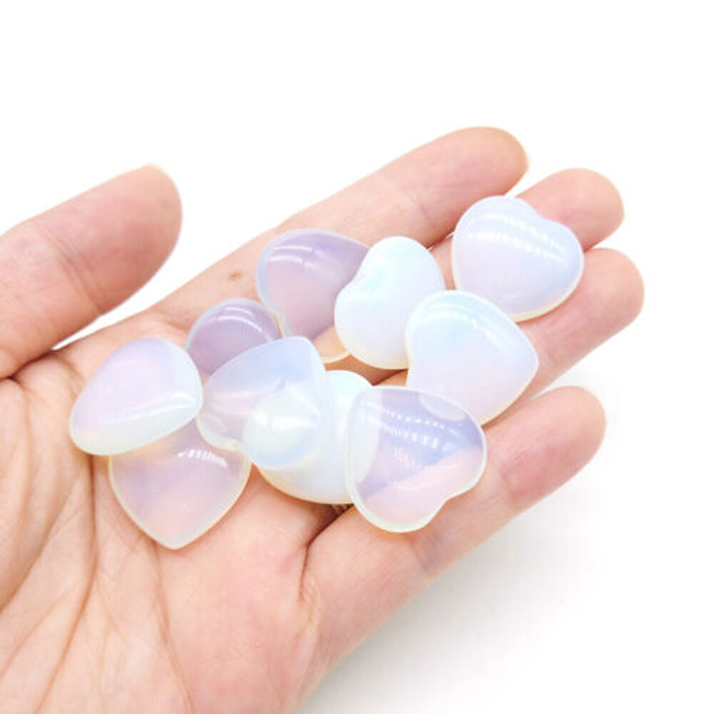 20PCS 20mm Natural Crystal Quartz Carved Heart shaped Healing Love Gemstone ##