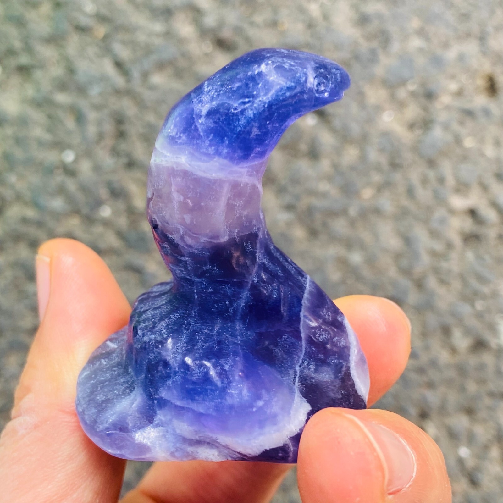 2″ Natural fluorite Quartz snake skull hand carved crystal reiki healing 1PC