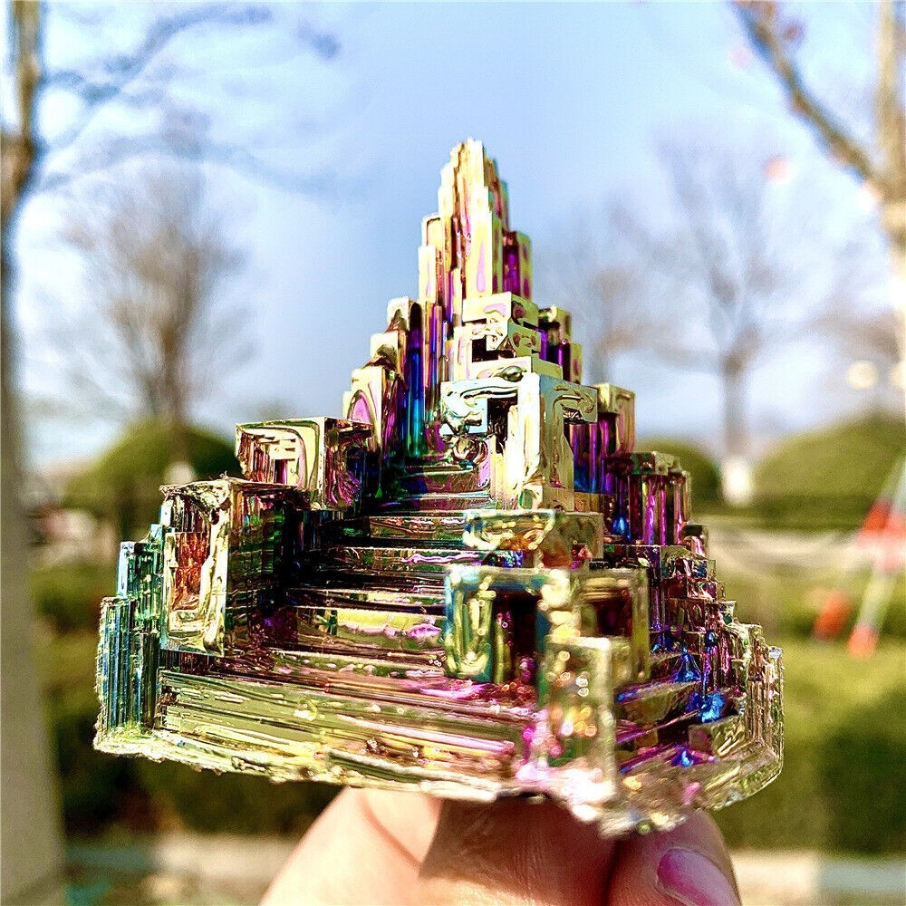 Natural Raw Rough Rainbow Bismuth Titanium Cluster Specimen Mineral Home Decor