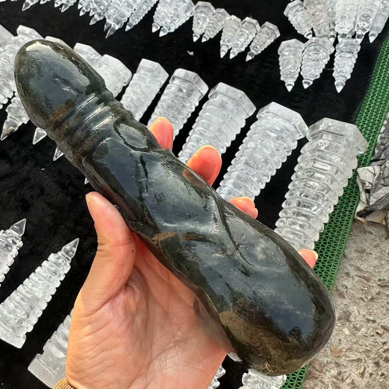 20mm Natural labradorite Carved Penis Skull Crystal Reiki Healing gift