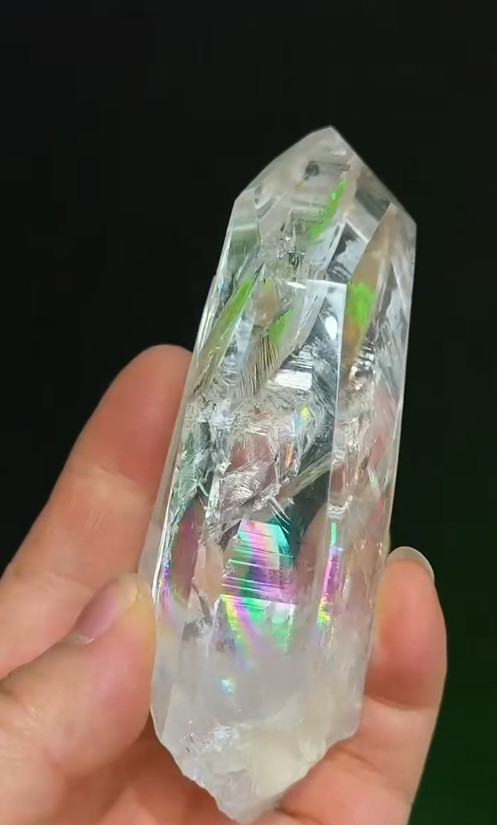 Natural Rainbow White Quartz Obelisk Energy Crystal Point Wand Reiki Decor