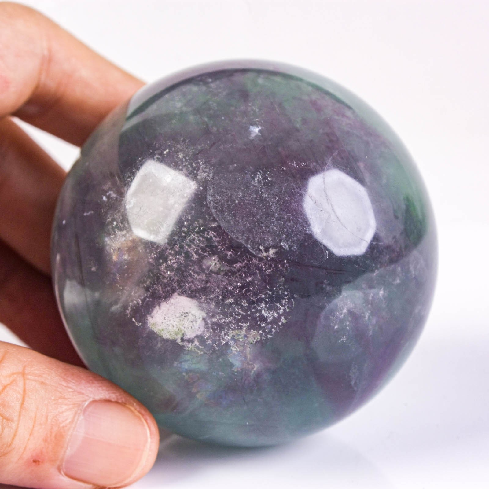2.6″ 1.01LB Rainbow Fluorite Sphere Crystal Ball Natural Banded Mineral Specimen