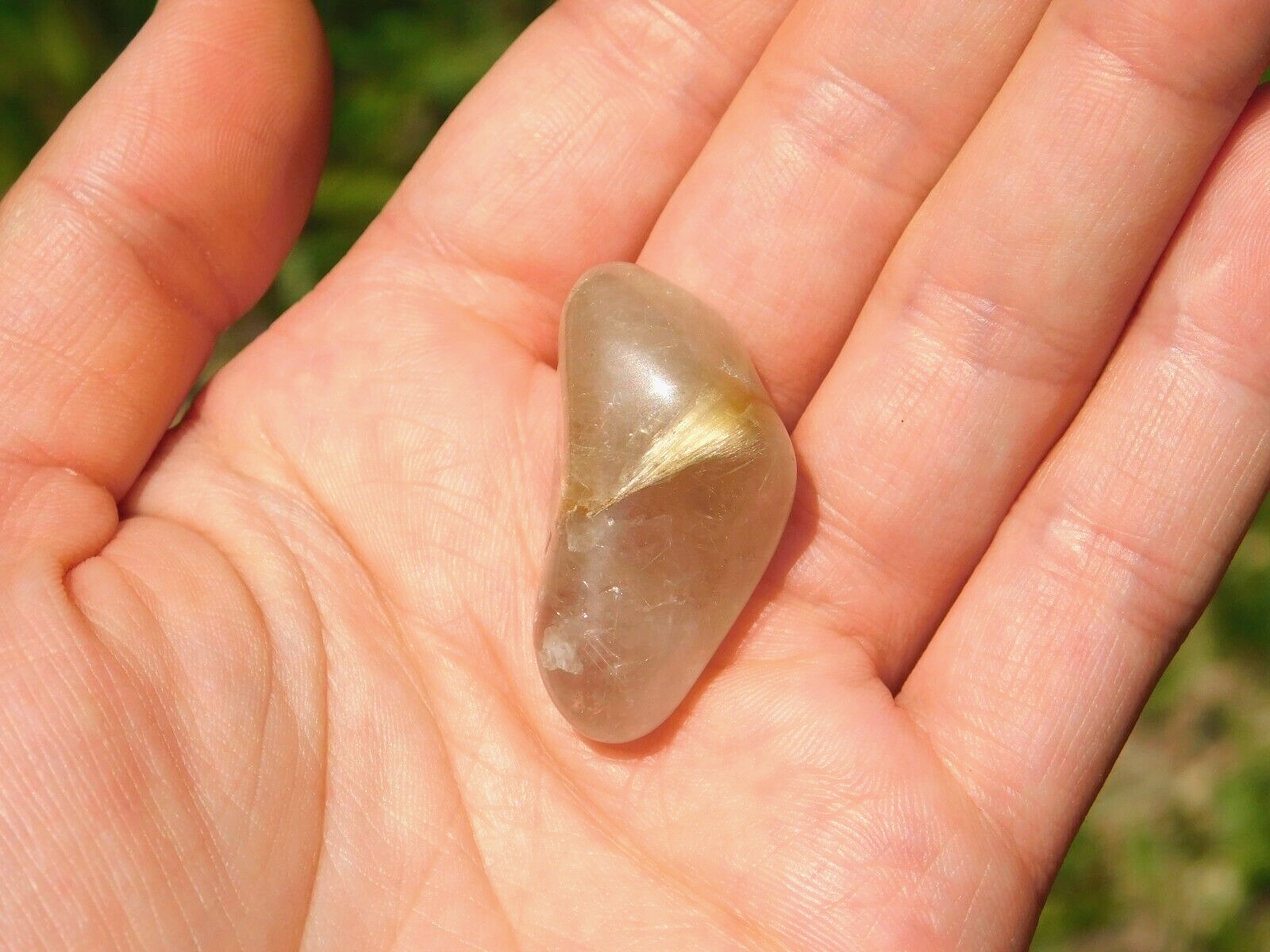 Clear Quartz Crystal with Gold Rutile Needles for Energy Healing and Meditation