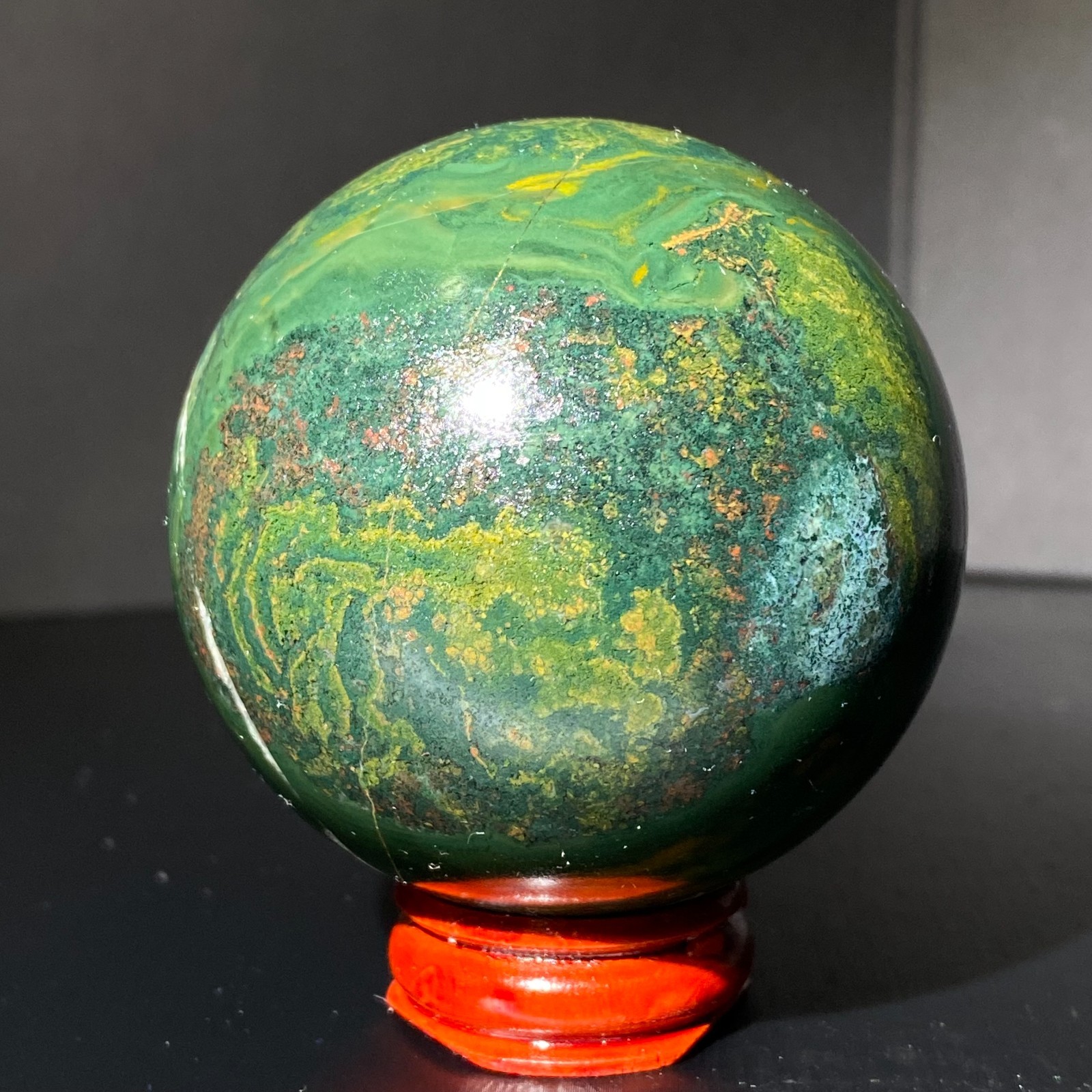 335G Natural Ocean Jasper Ball Crystal Sphere Mineral Specimen Energy Healing