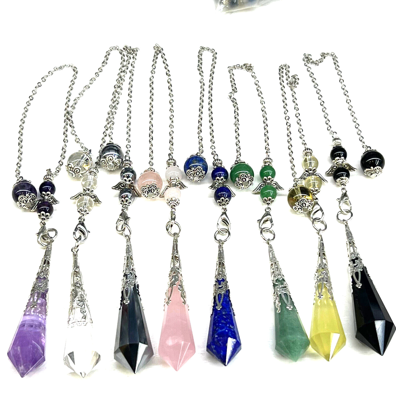1pc Naturalcrystal Gemstone Point Pendulum Dowsing Crystal Dowser Chakra Healing