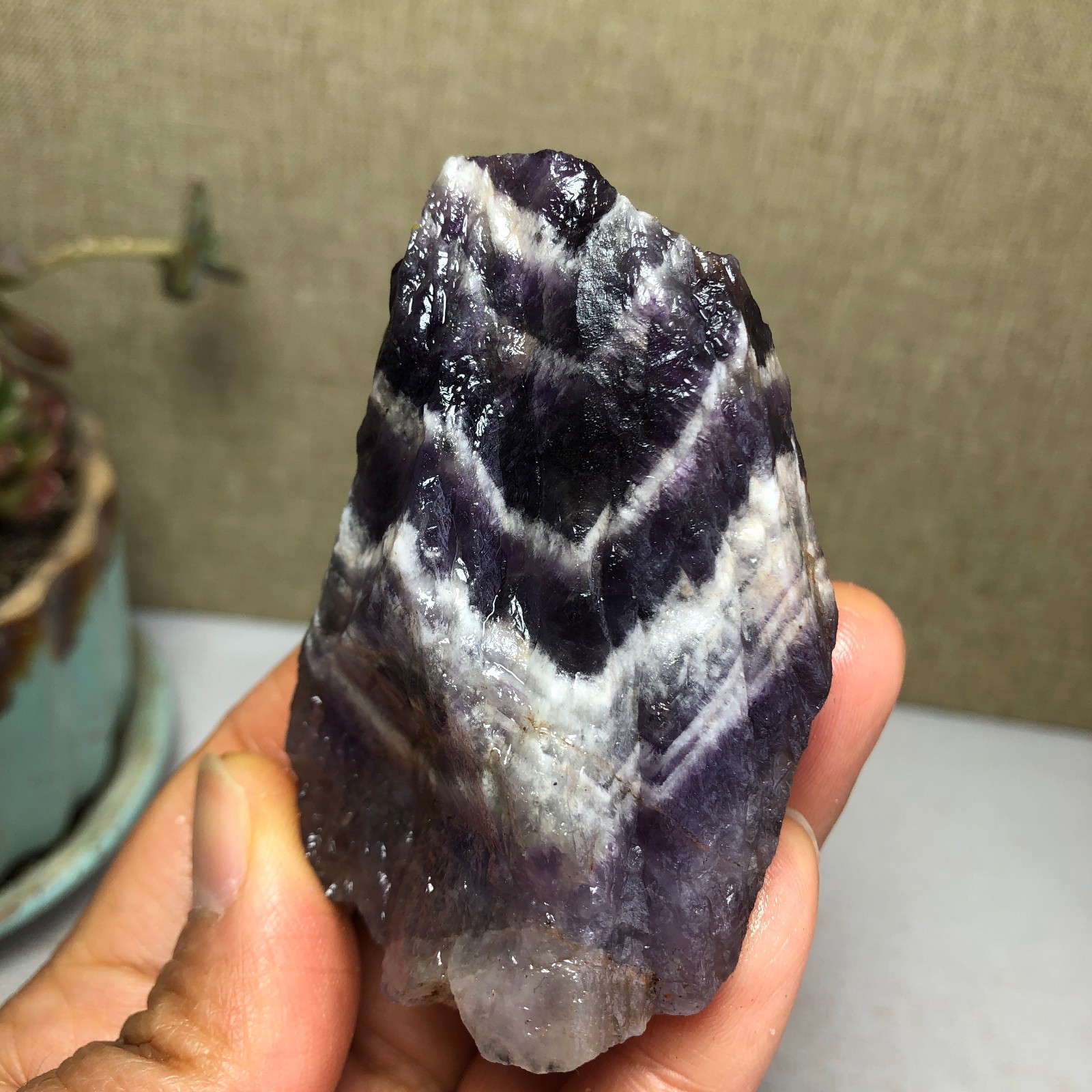 65mm Natural Dream Amethyst gemstone rough Crystal uncut specimens 123g A3816