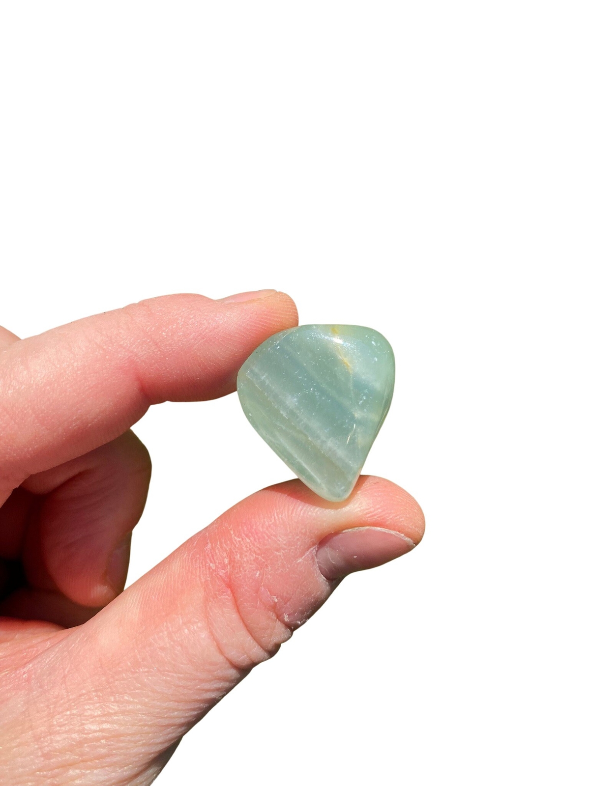 Lemurian Aquatine Calcite Tumbled Stone from Argentina, Polished Crystal