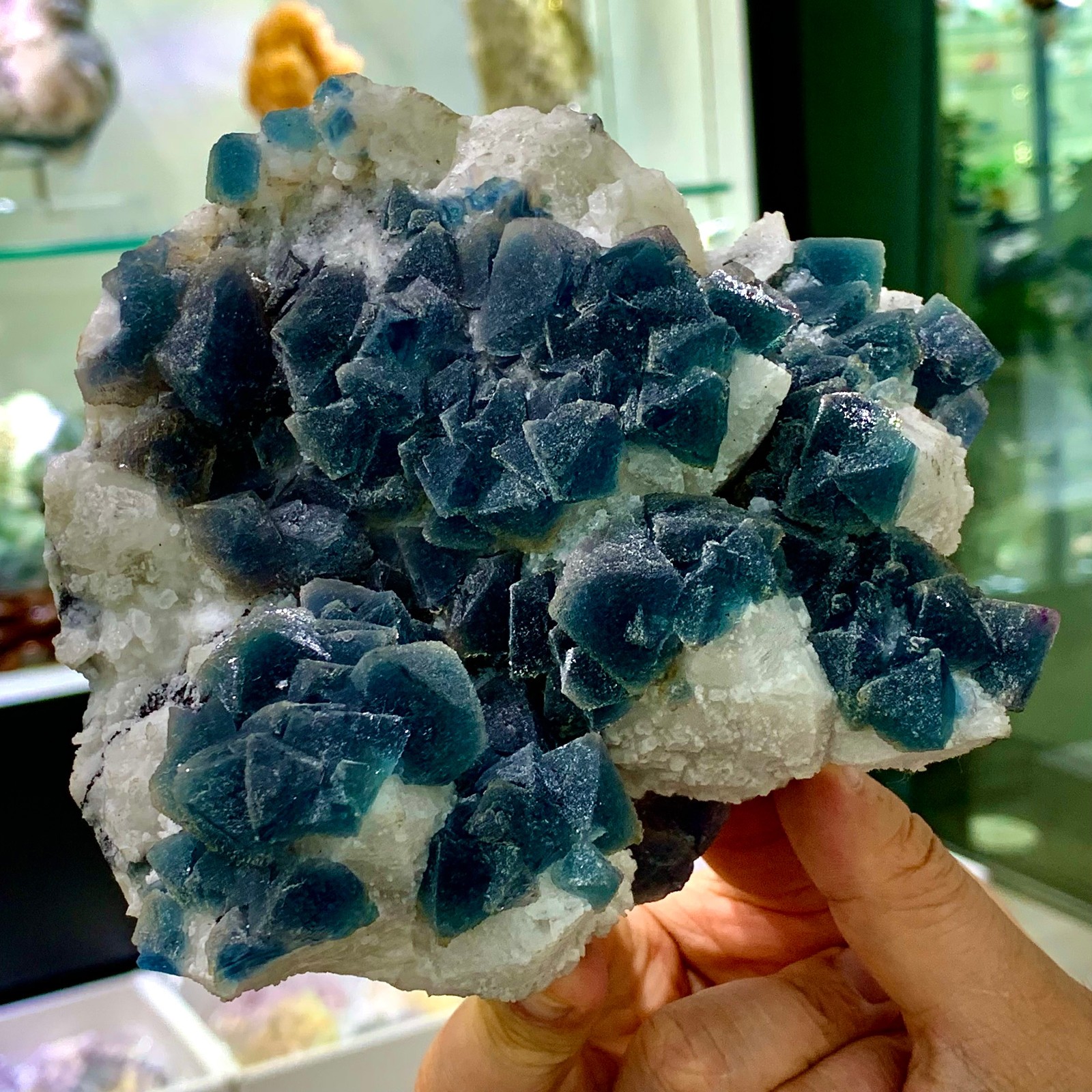 2.7LB Natural Morandi blue green cubic fluorite crystal specimen/Fujian, China