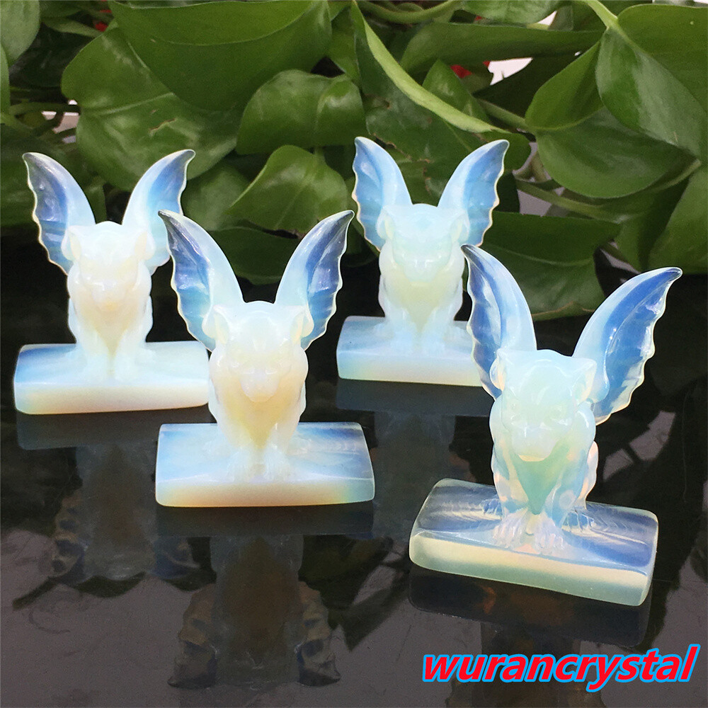 1pc Opalite Quartz Gargoyles Angel Skull point Crystal Carved Skull Healing Gem