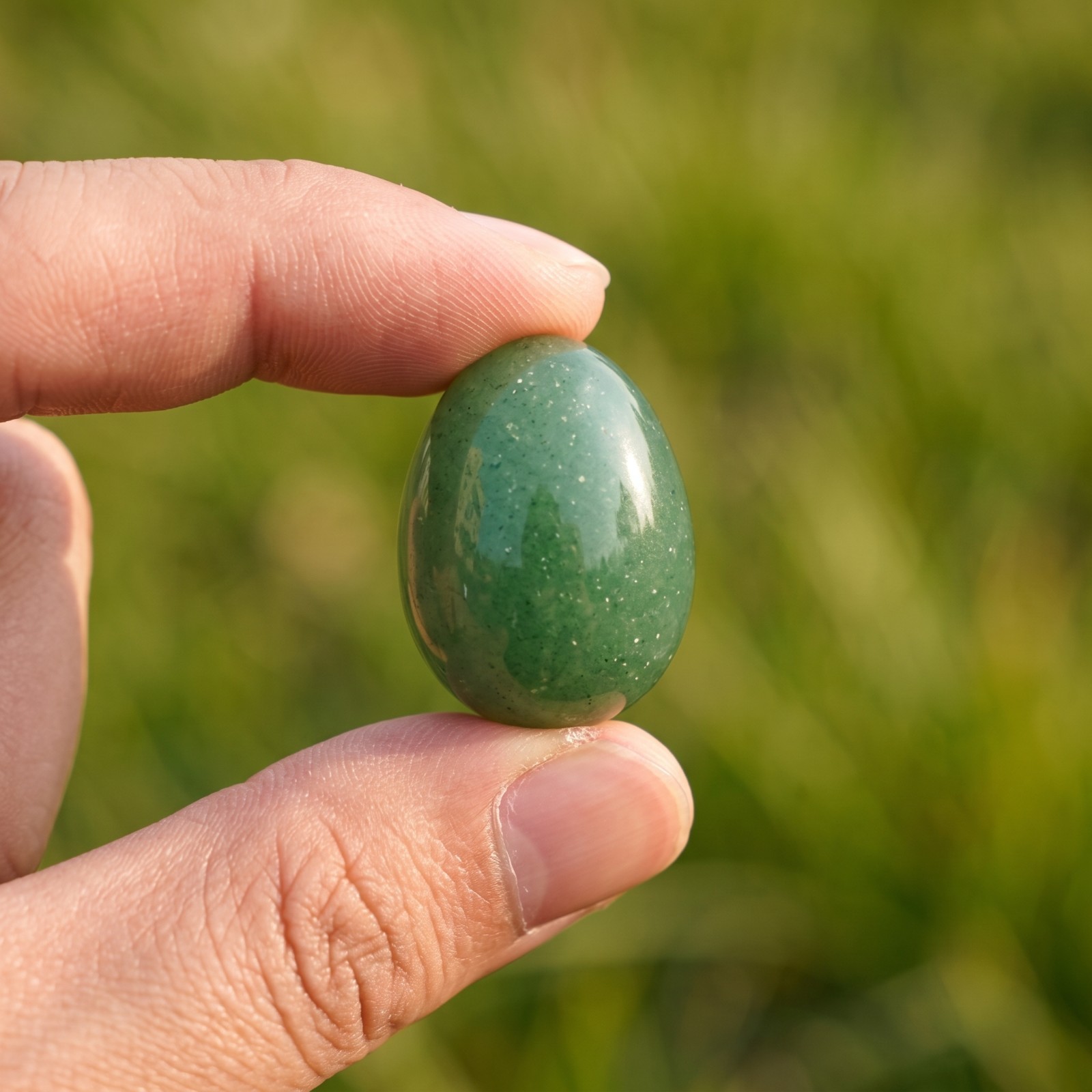 Natural Green Aventurine Mini Egg Tumbled Stone Palm Worry Stone Heart Chakra