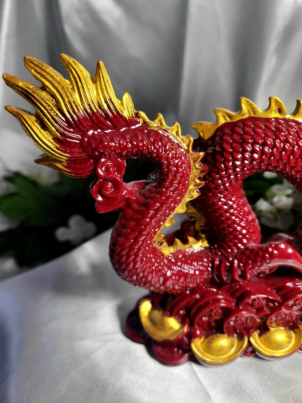 XL 9″ 2.4 lbs Genuine Cinnabar Stone Full Body Chinese Dragon Crystal Carving