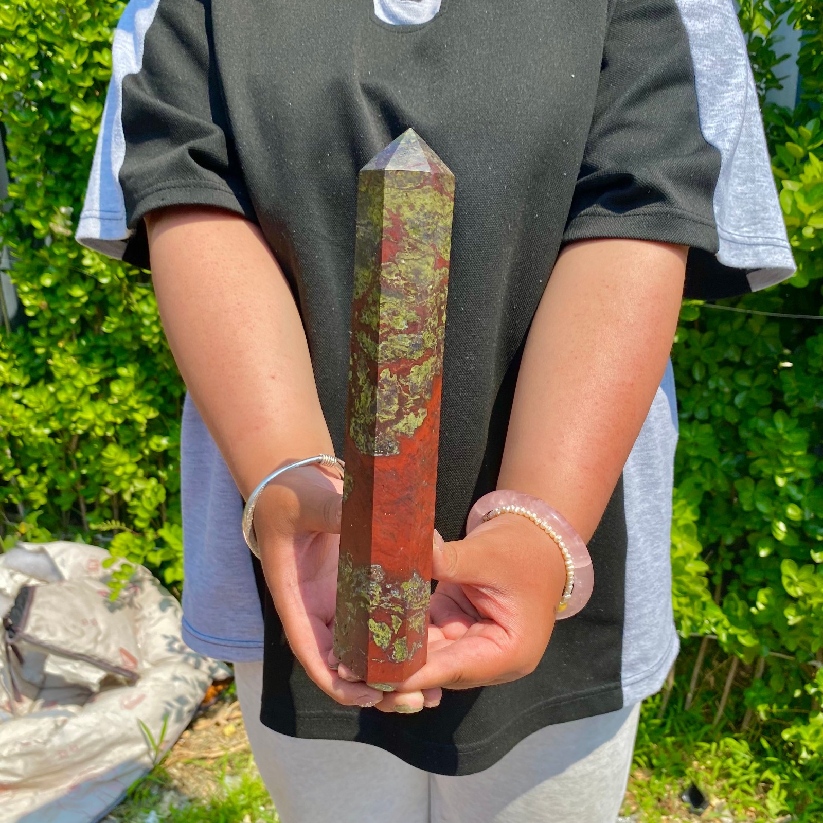 1.52LB Natural Dragon Blood Column Obelisk Crystal Column Wand Point Healin