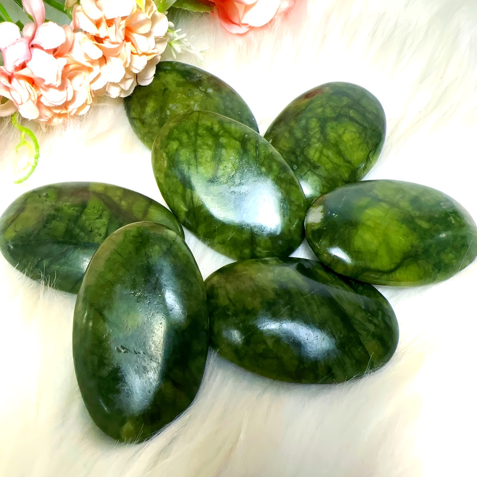 3PC 50G Wholesale Xiuyan Jade Palm Good Quality Polished Home Office Decor Gift