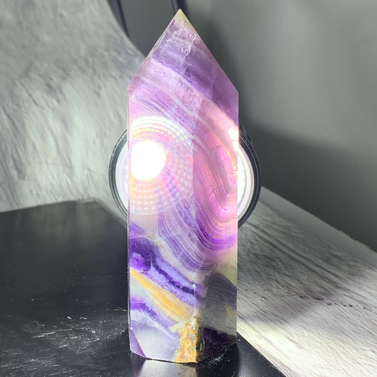 350g-500g Natural rainbow fluorite quartz crystal obelisk wand point healing 1PC
