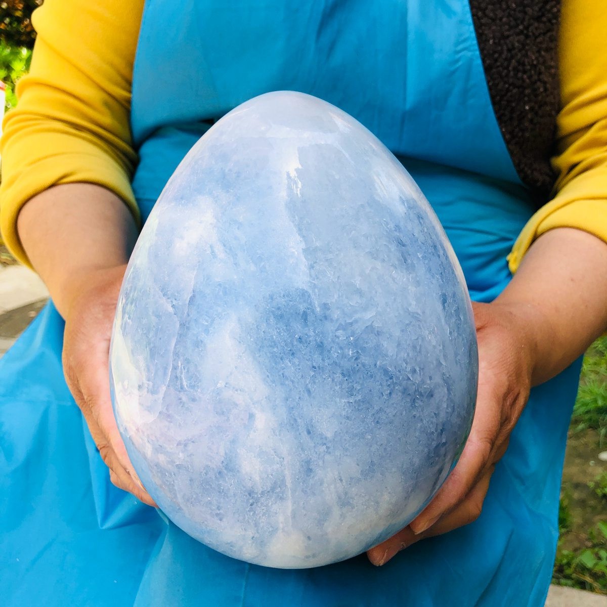 11.5LB Natural blue celestite POLISHED egg shape Quartz Crystal healing decor