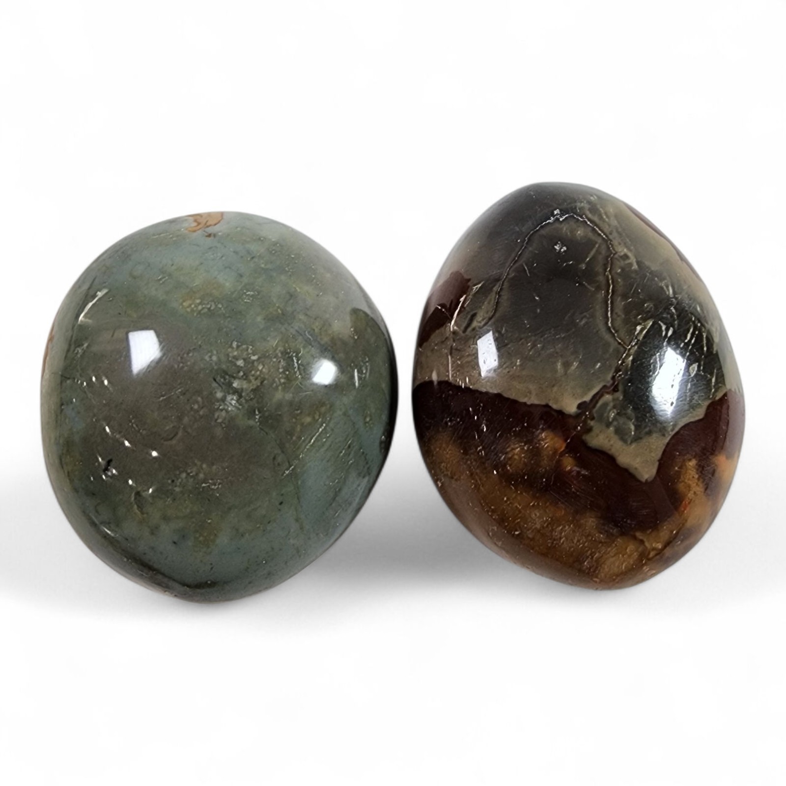 Polychrome Jasper Polished Pebbles Madagascar 98.3 grams. 2 Piece Lot