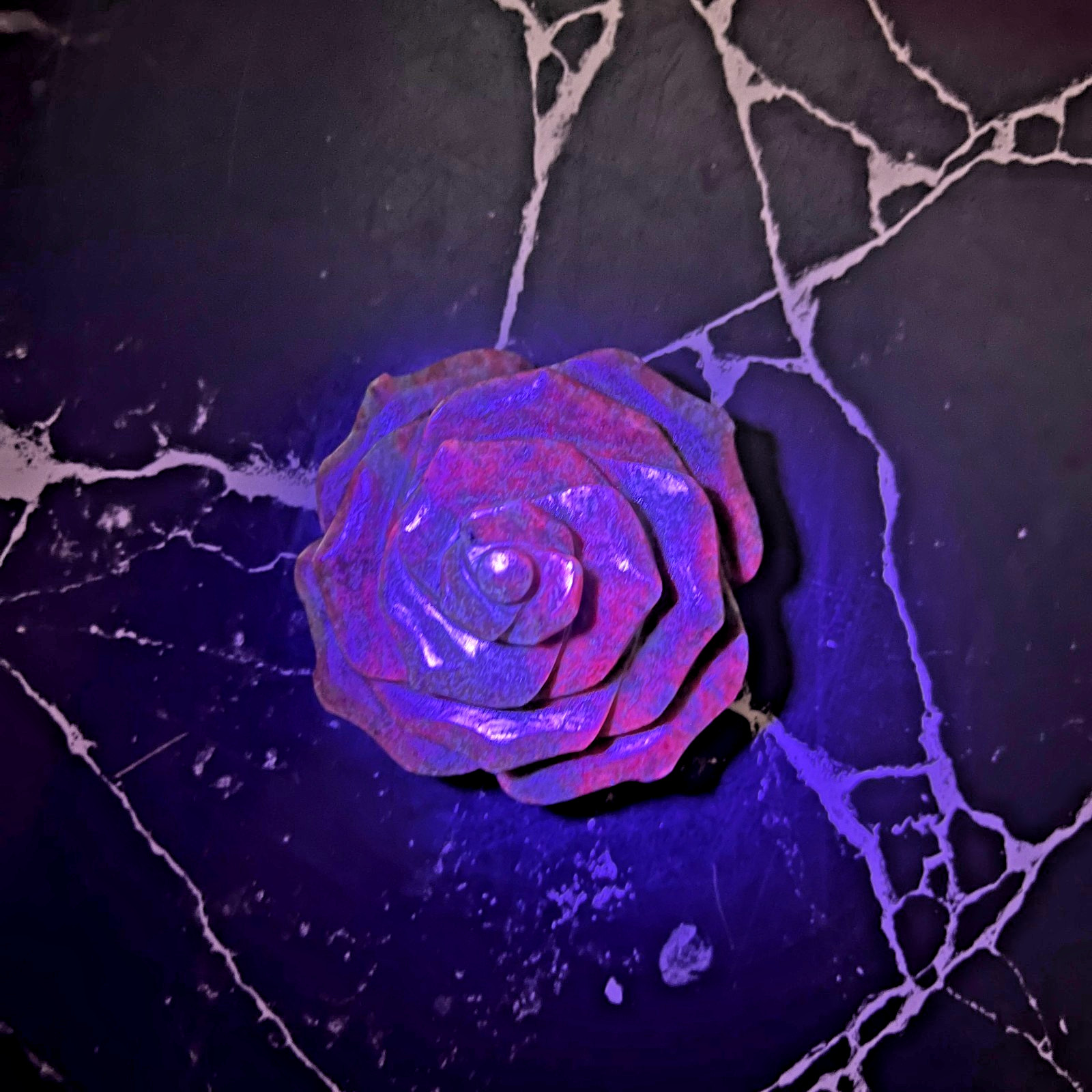 Premium Ruby Kyanite Flower Carving 66mm Sculpture Natural Healing Crystal 170g