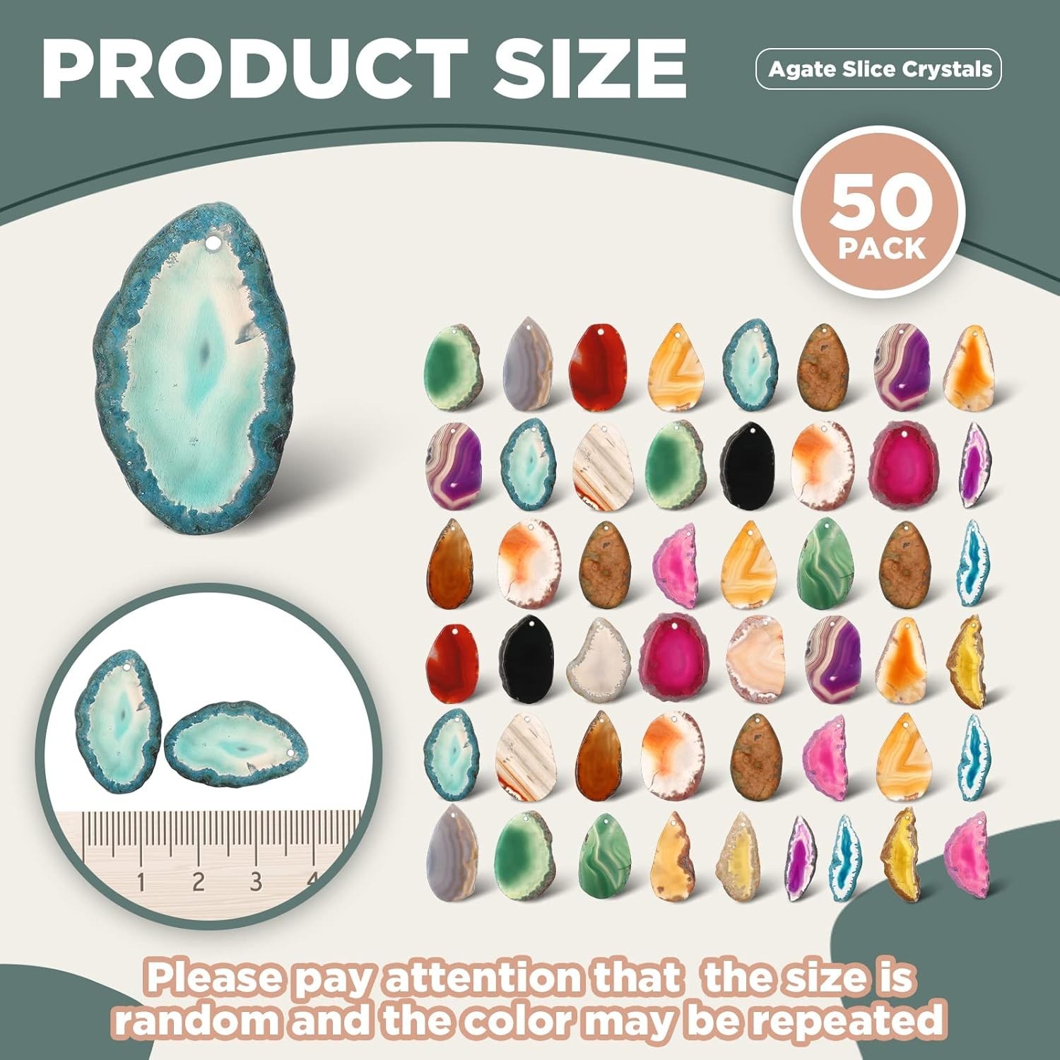 50 Pcs Agate Slice Crystals Bulk Polished Light Table Slices Irregular Healing C