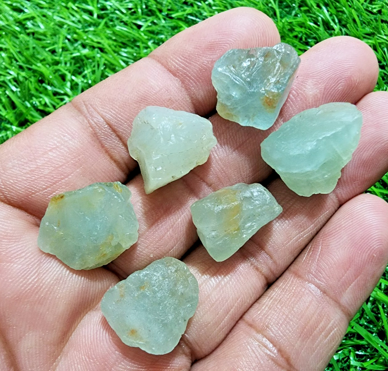 6Pcs Attractive Aquamarine Gemstone Rough Lot 17-20mm Aquamarine Raw Stone Bulk