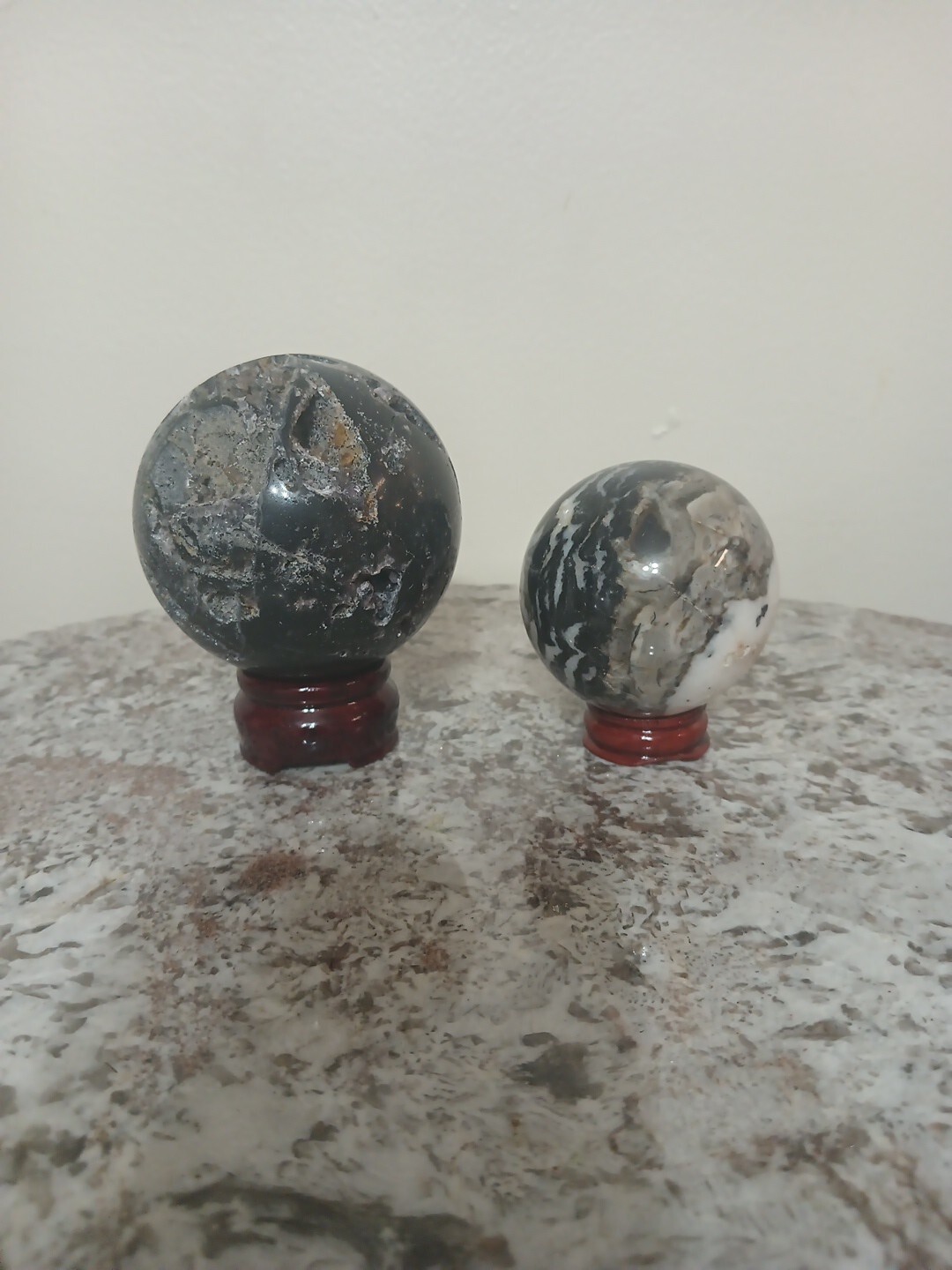 Black Polished Stone Geode Spheres