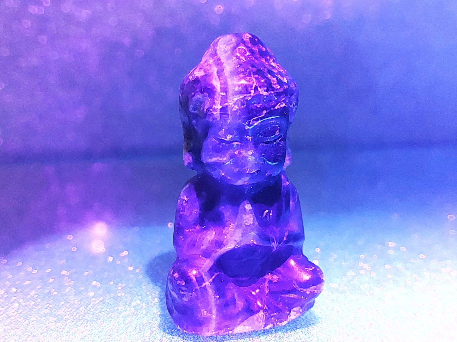Fluorite Crystal Bundle Includes Buddah, Slab Necklace & Tumble | UV Reactive