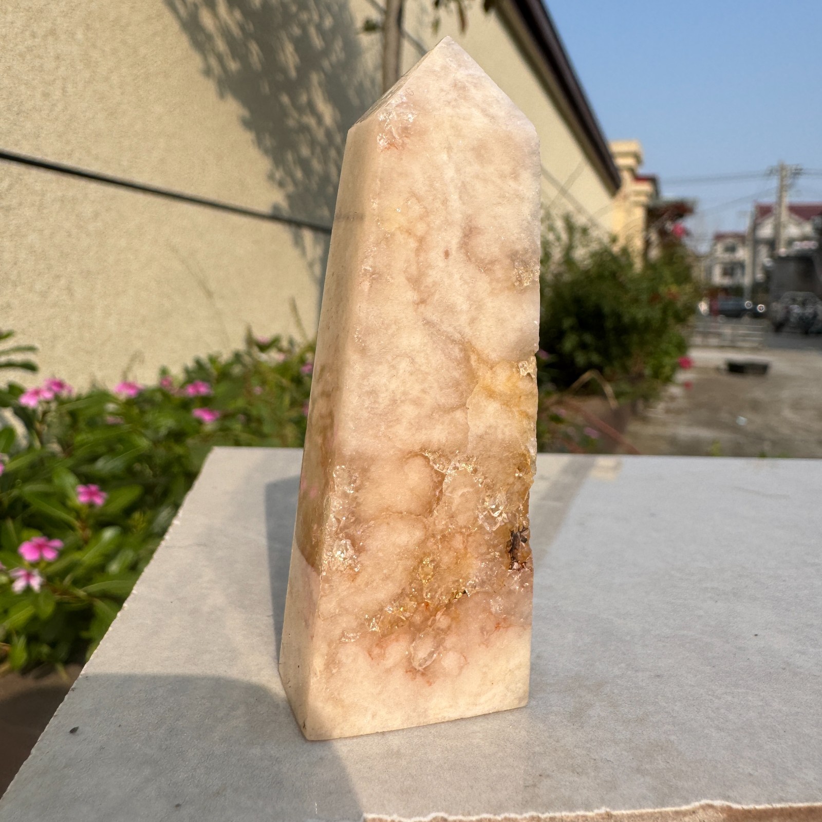 62G Natural Pink Amethyst point tower Quartz Crystal Cluster Mineral Specimen