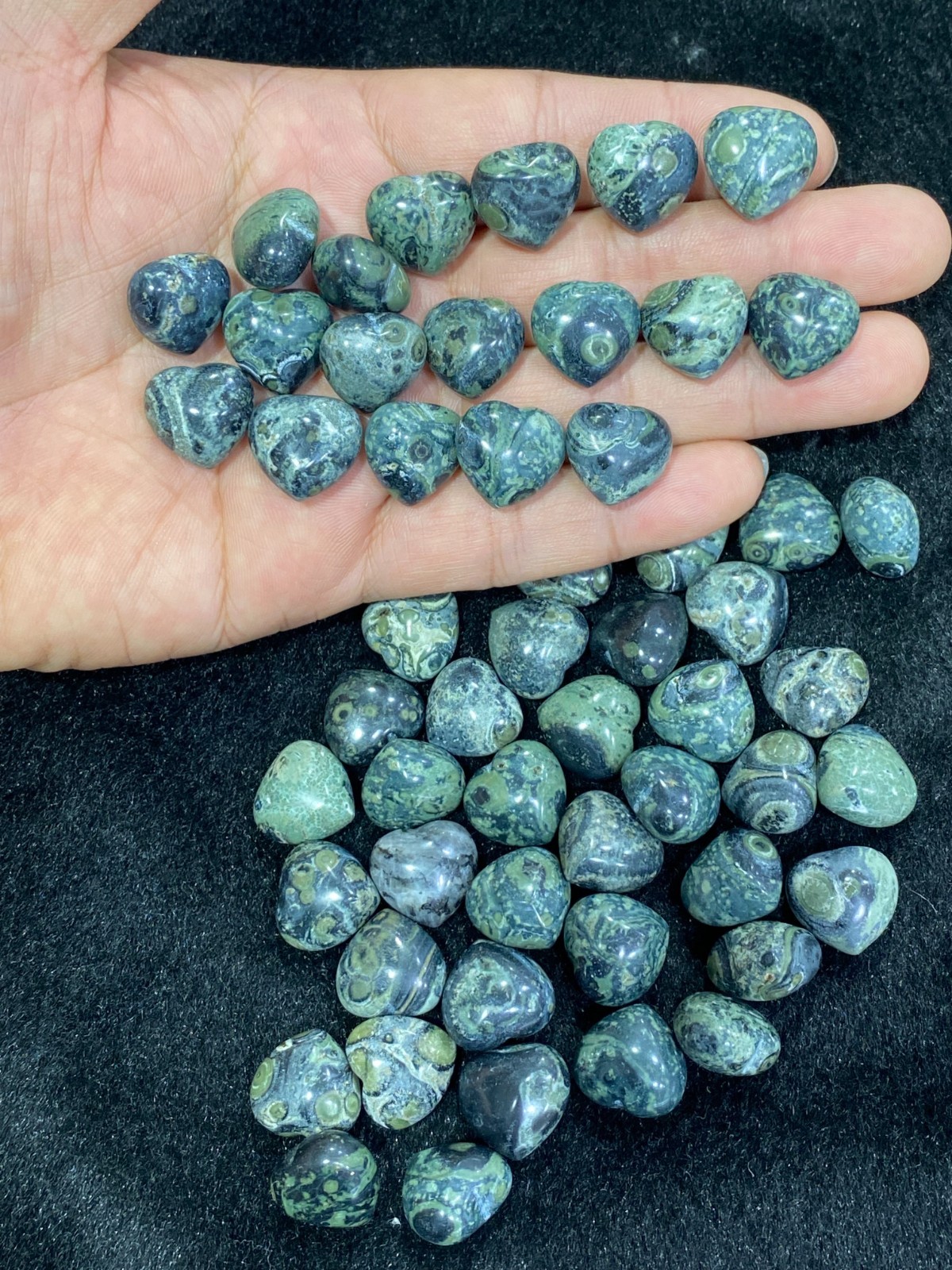 10pc Natural Kambaba Jasper Mini Heart hand-carved quartz crystal reiki healing