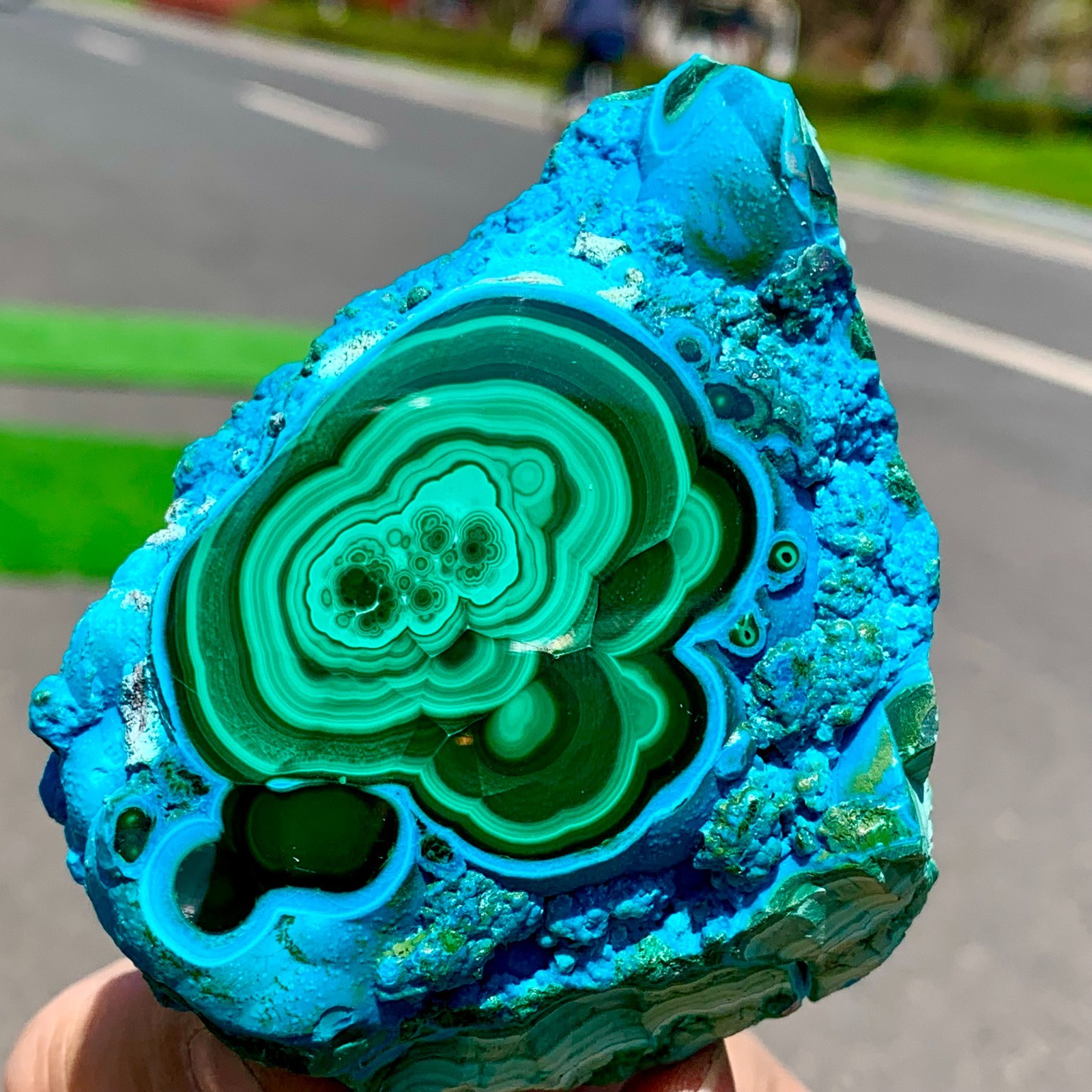 290G Natural Chrysocolla/Malachite transparent cluster rough mineral sample