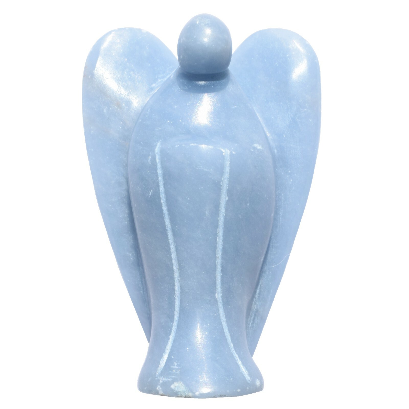 CHARGED Angelite Crystal Hand-Carved Angel Peaceful Energy! + Selenite Charger