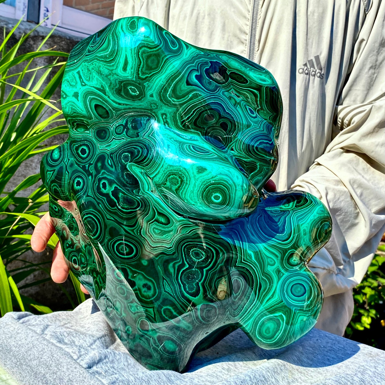 35.38LB Natural glossy Malachite transparent cluster rough mineral sample