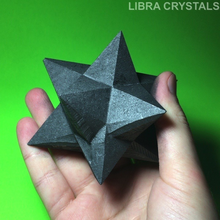 Shungite Merkaba Star Sacred Geometry Crystal Carving Metaphysical Decor 3″