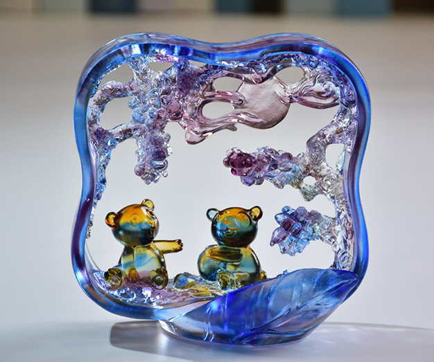 Coloured glaze panda arts, Crystal liuli decoration crafts Festival presents