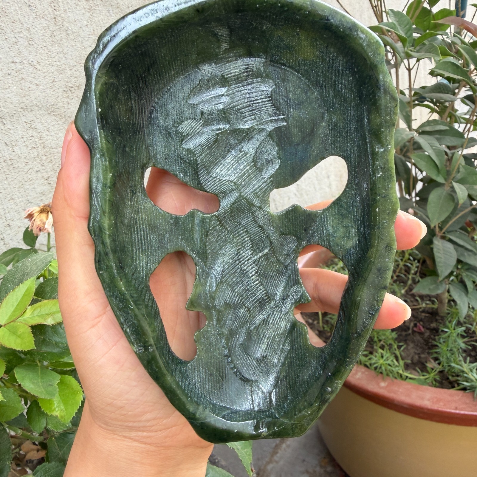 400g Natural ophiolite Quartz Carved skull Crystal Reiki energy Decor gift