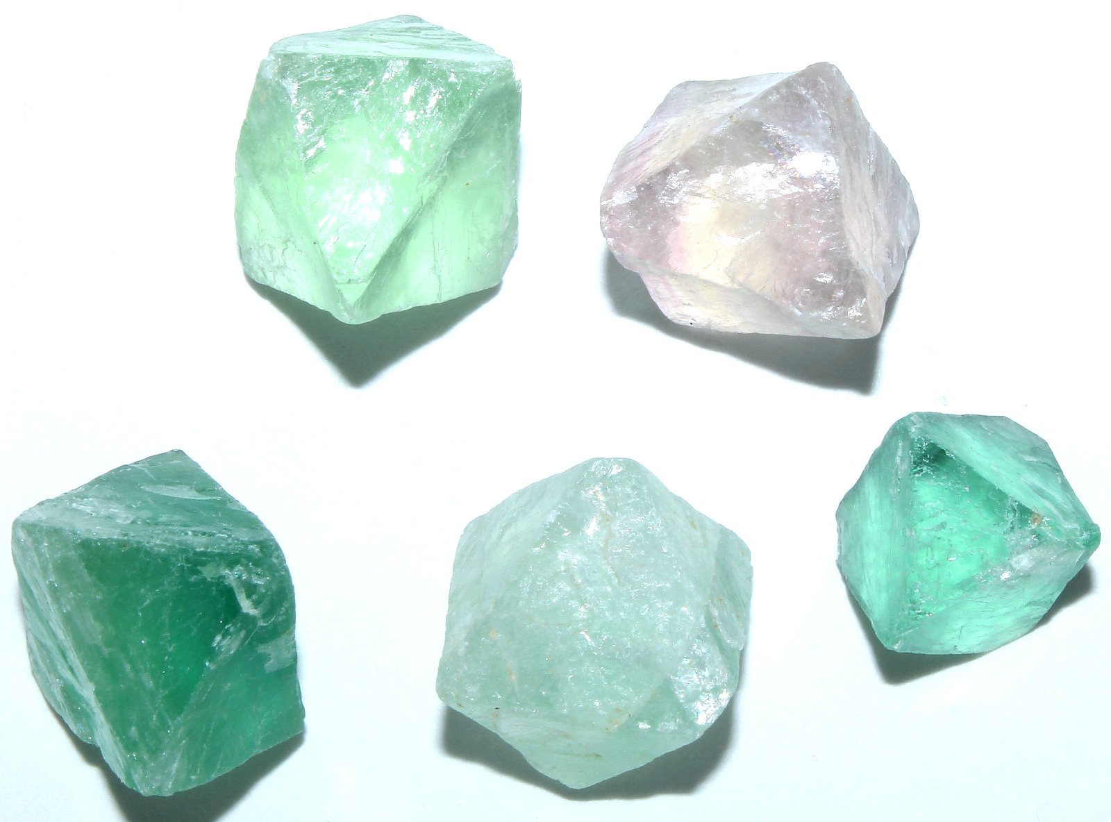 5 AAA Mexican Fluorite Octahedrons / Multi-Color / 38 grams / 3779