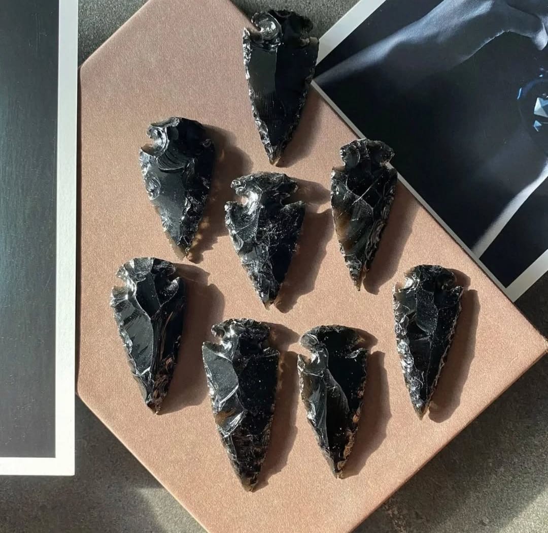 1-15Inch Bulk Black Obsidian Arrowhead Crystals, Gemstone Carvings