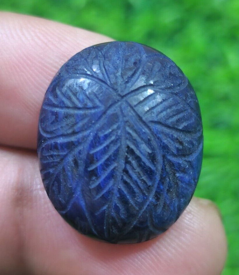 42 Crt Amazing A+ Blue Sapphire Size 24X21X8 MM Carving Cabochon Loose Gemstone