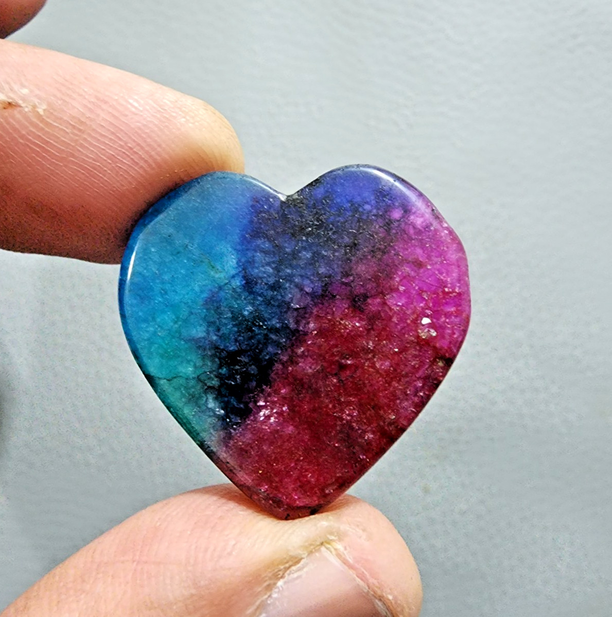 49 Crt Amazing Rainbow Solar Quartz Crystal Heart Shape Loose Gemstone Cabochon