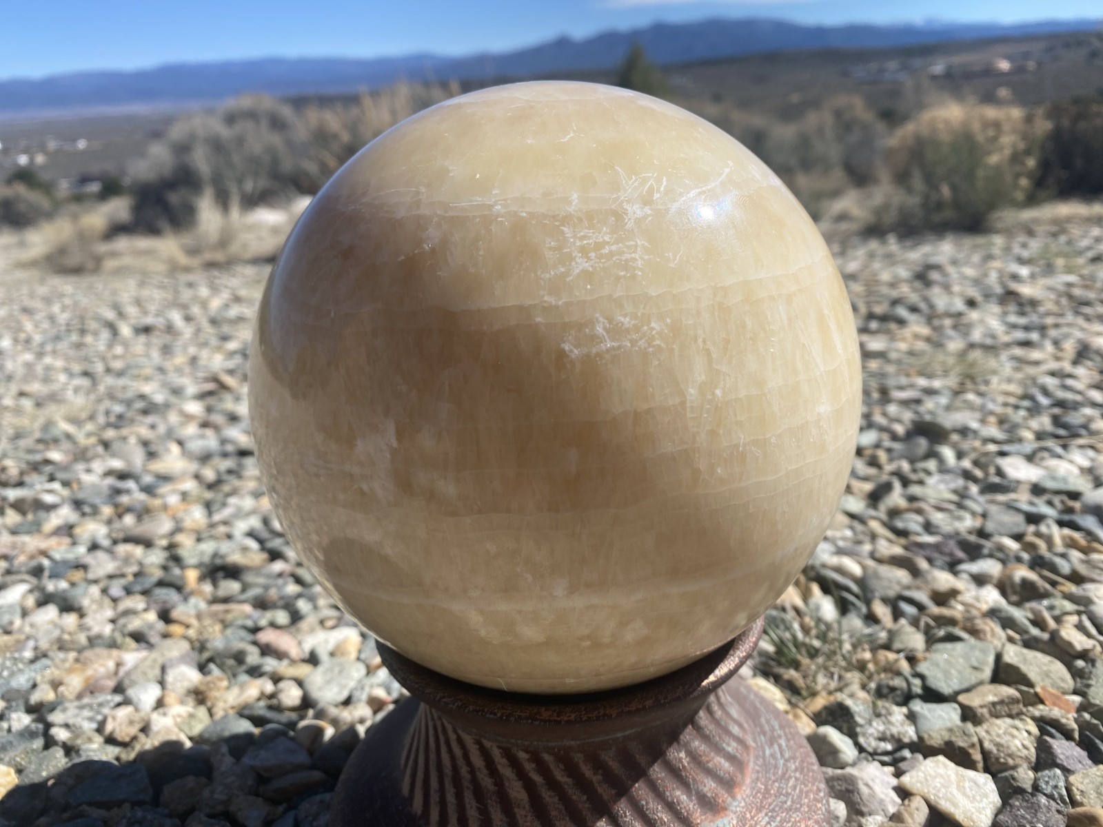 LARGE 20 LB POUND Citrine Crystal Ball and Holder – 6 IN INCHES DIAMETER – NICE!