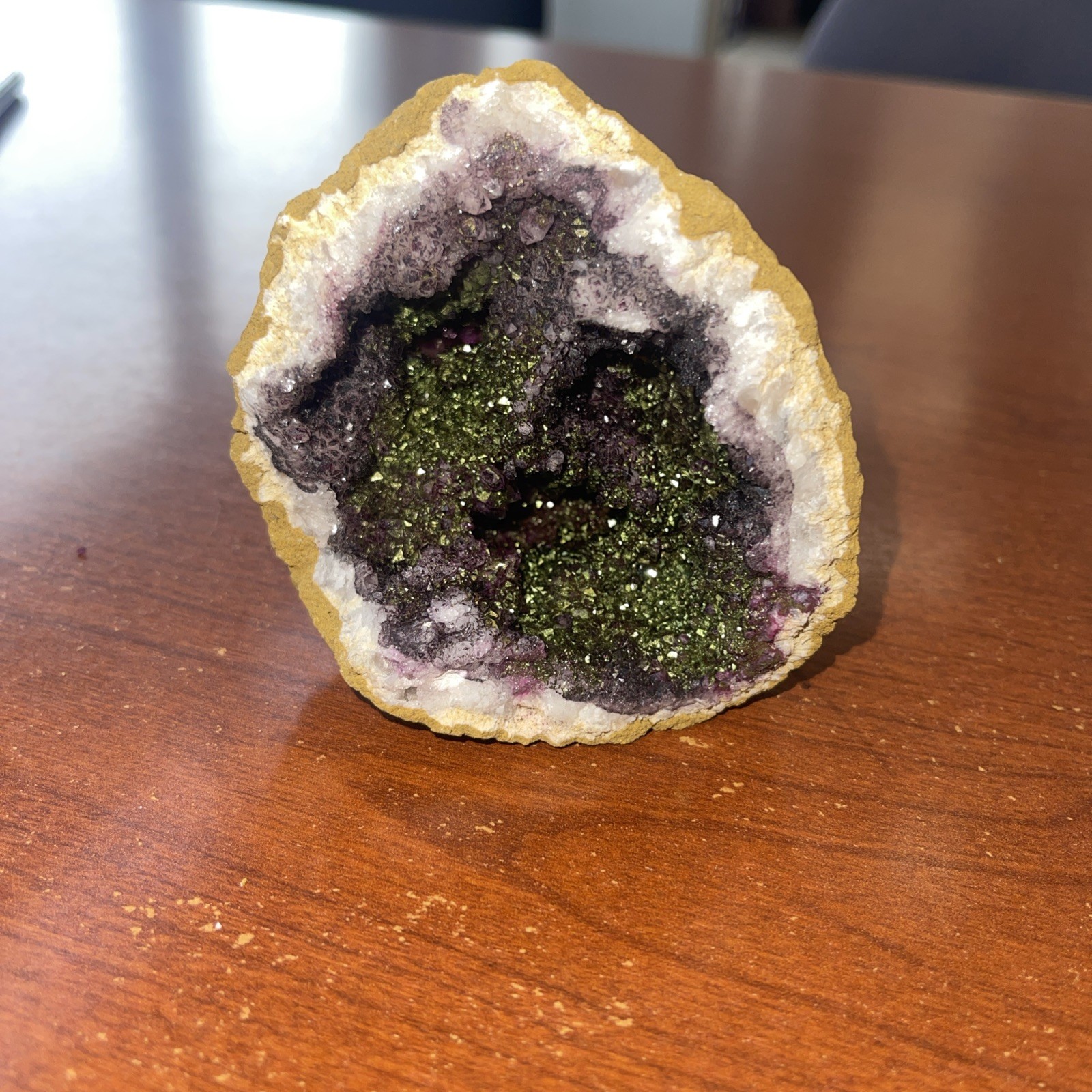 Deep Purple AMETHYST Cluster, Amethyst Geode, Healing purple and yellow