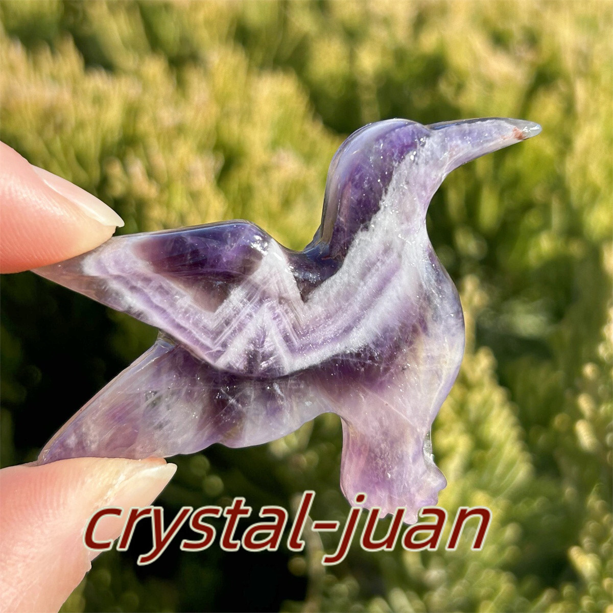 2″+ Natural Dreamy Amethyst hummingbird skull Carved Quartz Crystal skull heal