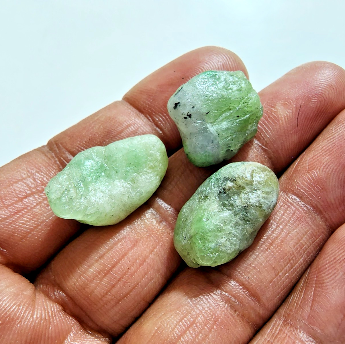 3 Pcs Top Tsavorite Garnet Rough 23-18mm Green Untreated Crystal Jewelry Making
