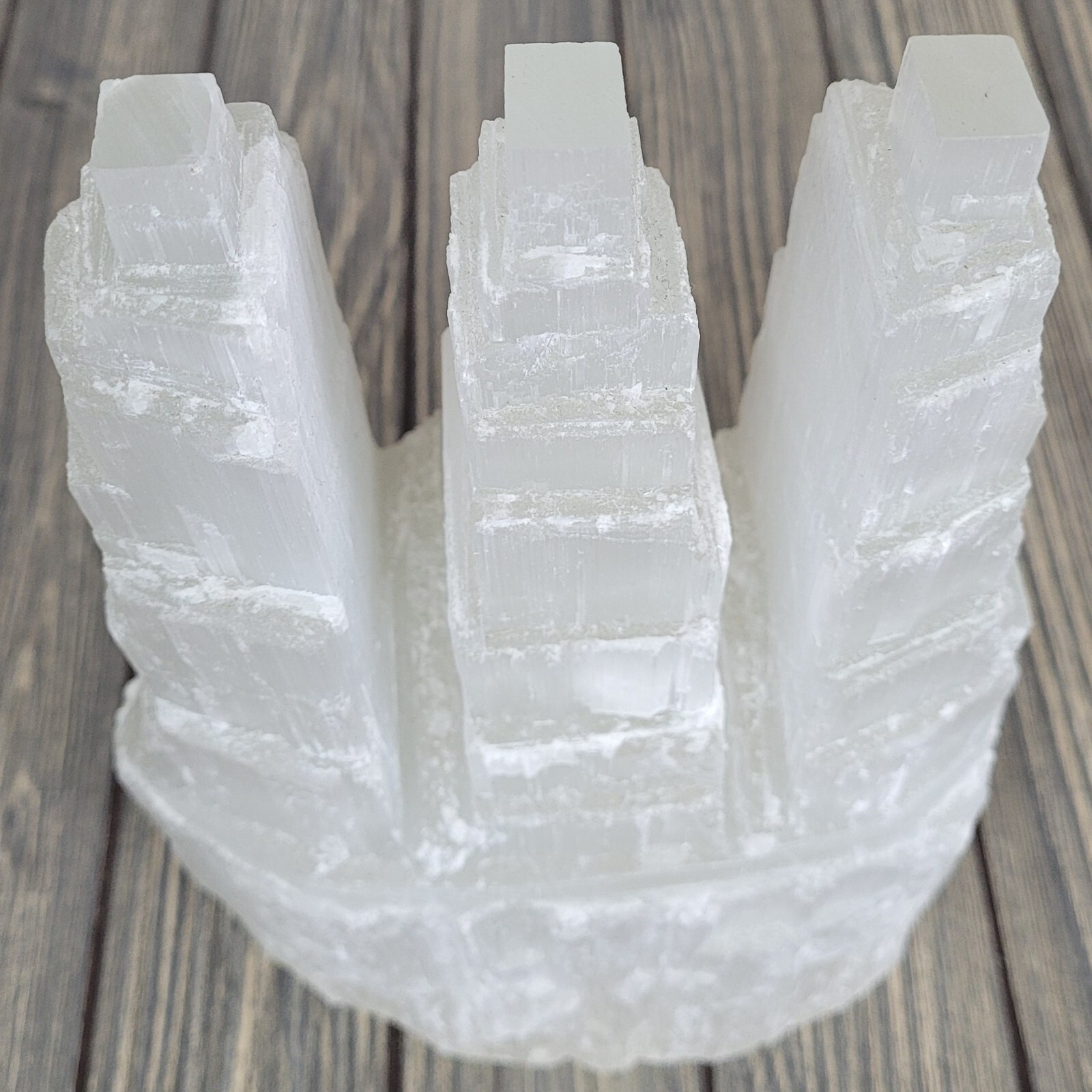 15lb Selenite Lamp XXL Triple Skyscraper 12″ Satin Spar Crystal Tower w/ Dimmer