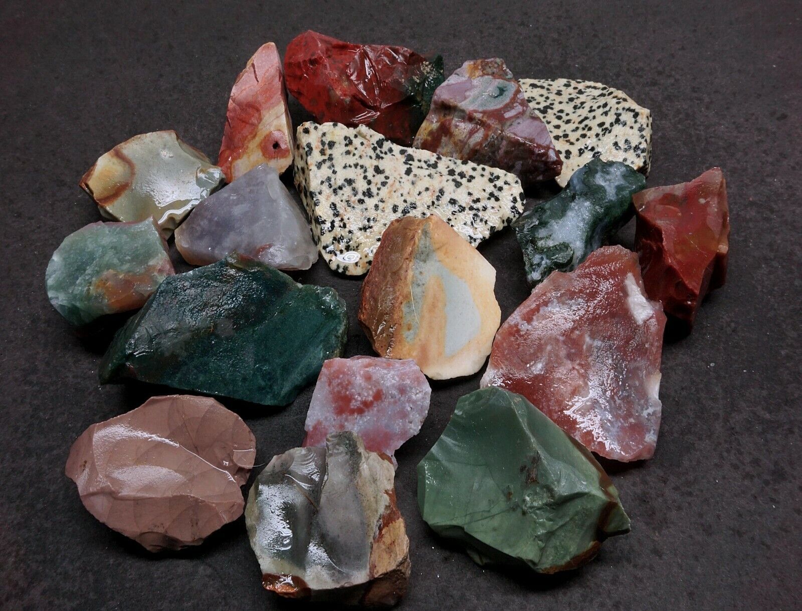 Jasper Mix 1 LB Dalmatian Fancy Polychrome & Zebra Jasper Natural Specimens