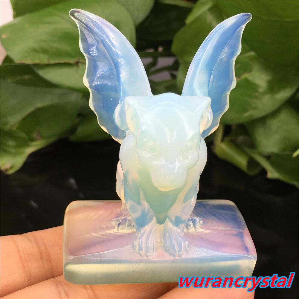 1pc Opalite Quartz Gargoyles Angel Skull point Crystal Carved Skull Healing Gem