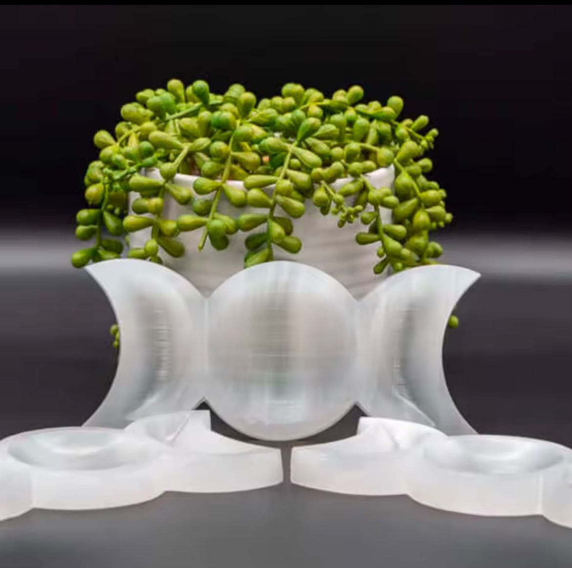 Selenite Triple Moon Bowl Smudge Dish Polished Crystal Cleansing Candy Bowl