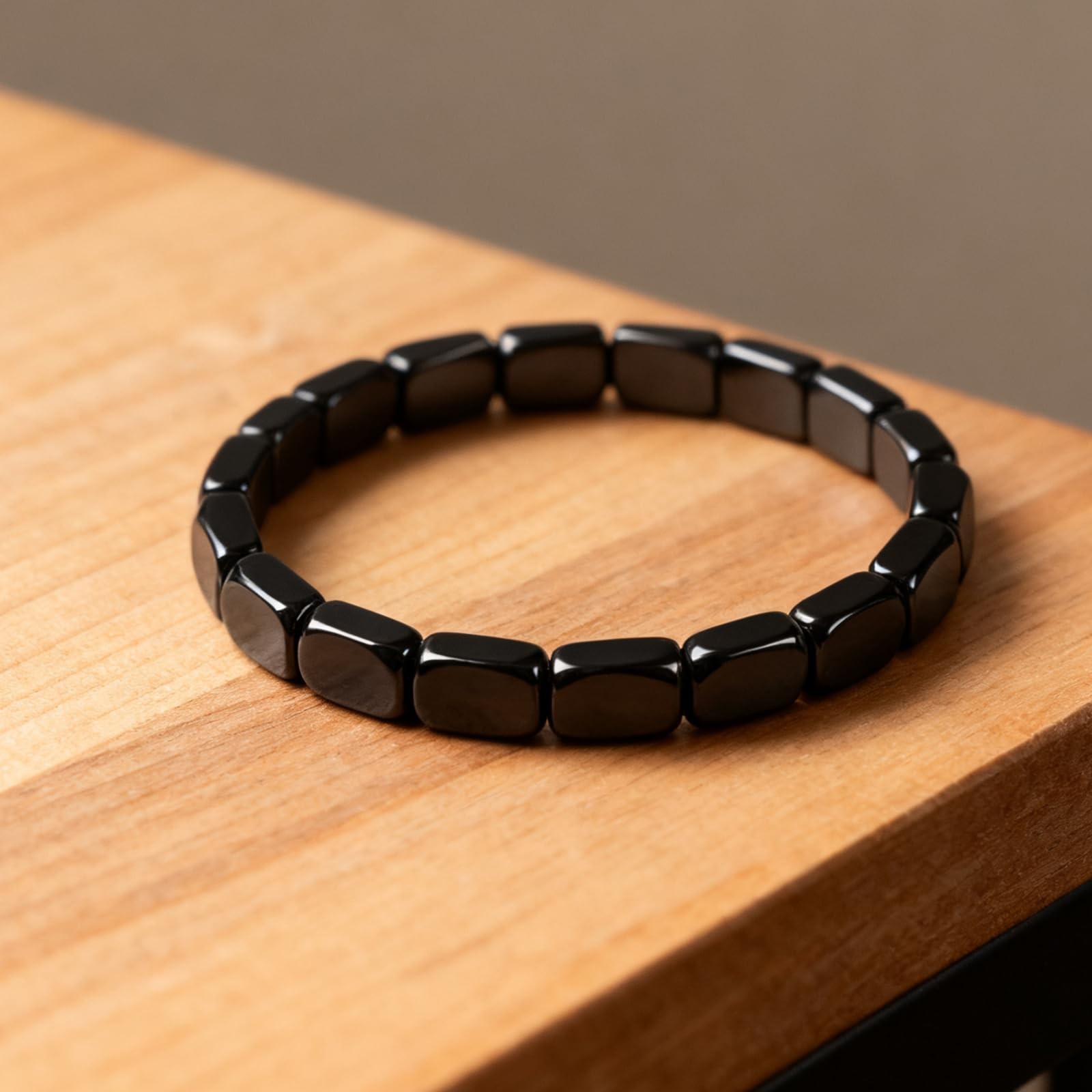 TACBSP Hematite Bracelet for Men Natural Stone Hematite Bracelet Black Stretc…