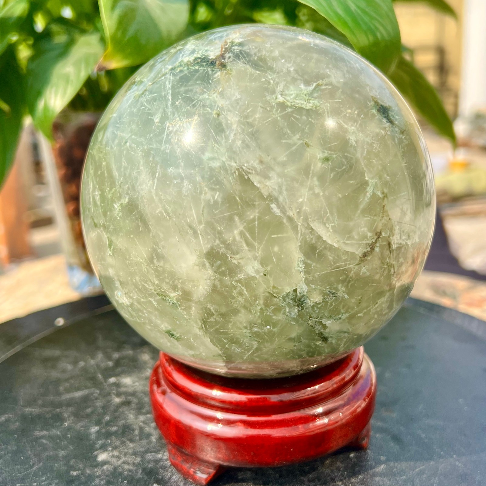 5.5LBNatural Green Phantom Quartz Sphere Crystal Ball Healing Decor